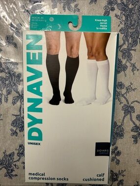 Dynaven unisex 20-30 mmHg Knee-High Compression Socks White XL 962CXL00